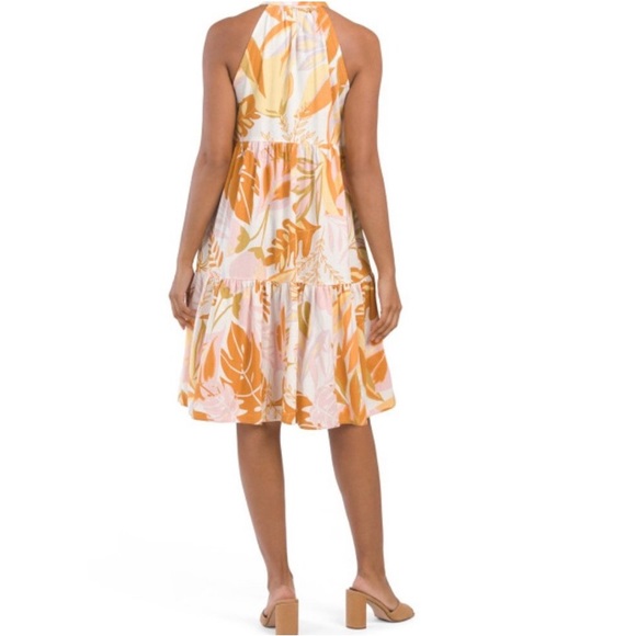 Nicole Miller Tropical Tiered Sleeveless Dress Size L - NEW - Picture 2 of 11